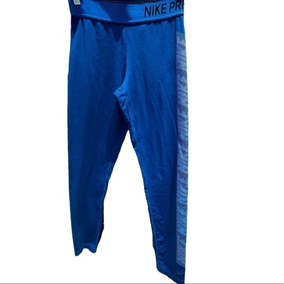 NIKE PRO Leggings Tights Purple Blue Logo Brand Down Side of Pant Medium - Picture 1 of 9